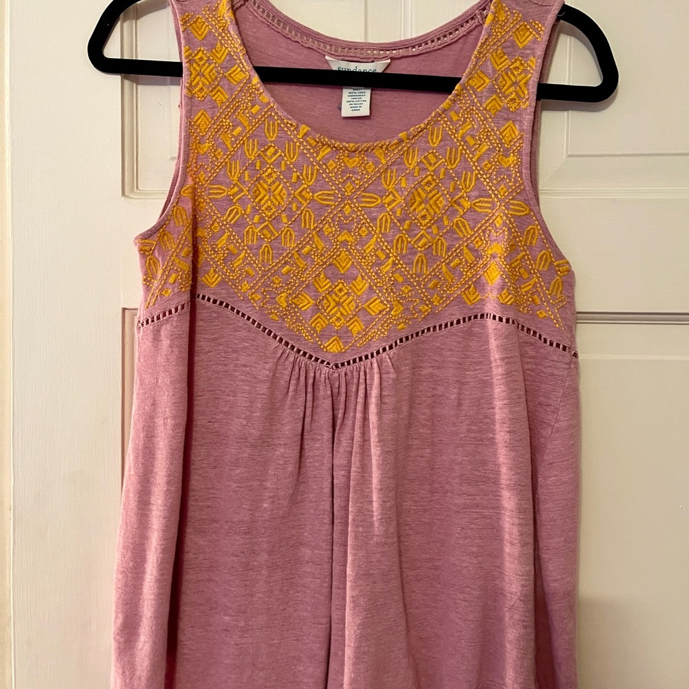 Embroidered Flowy Linen Top